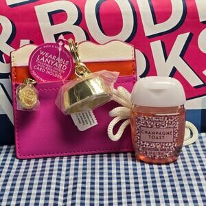 BBW Pink Wearable Lanyard PocketBac Holder Compartment Card Holder & Champagne